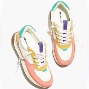 Madewell Kickoff Trainer Sneakers in Colorblock Leather Size 7
